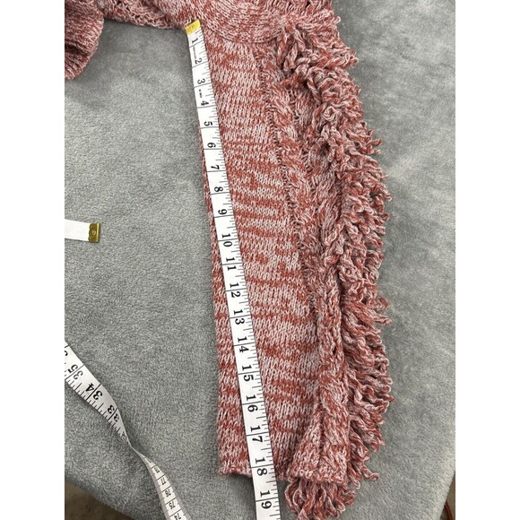 Wildfox Small Warren Sweater Pink Red Pullover Cable Knit Fringe Sleeve Sample - Picture 11 of 11